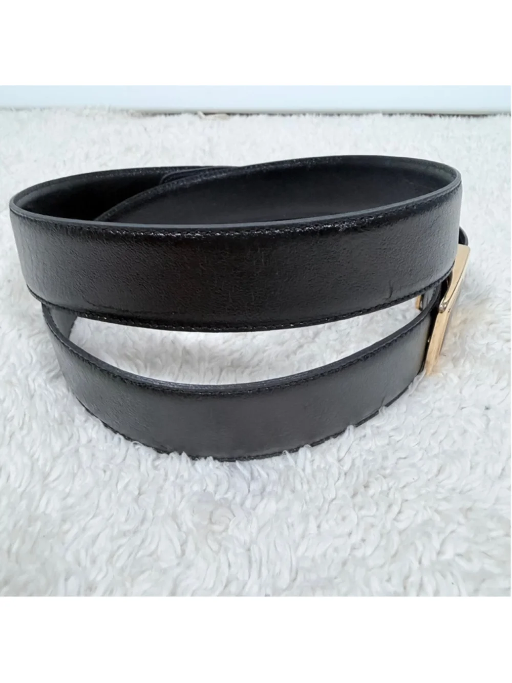 Sporrong Sweden Black Leather Dress Belt Swedish Crown Crest Buckle Size 38-40